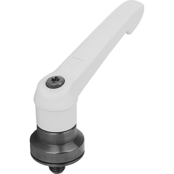 Adjustable Handle W Clamp Force Intensif Size:5 M12X50, Plastic Gray , Comp:Steel Black Oxidized